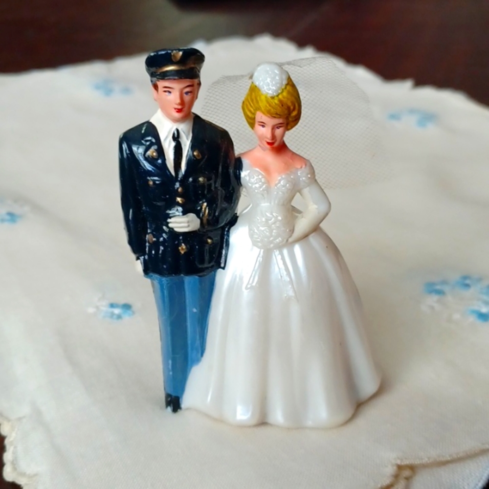 Vintage military wedding cake topper